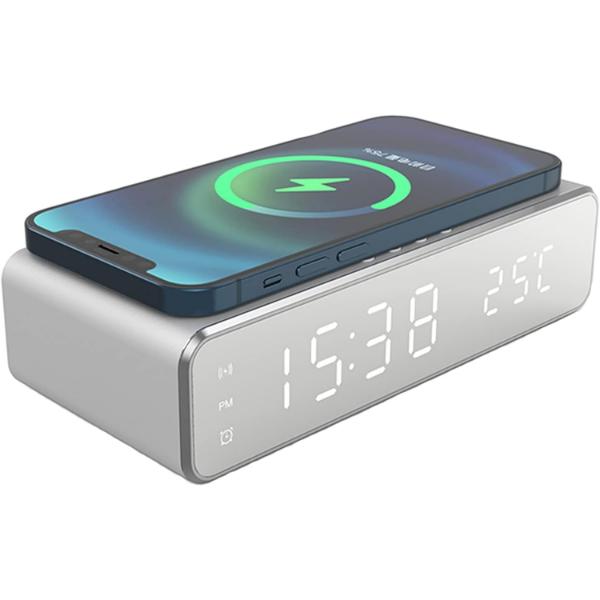 Sveglia Con Ricarica Wireless REFLEXION - Display Ora, Data, Temperatura | Luce Notturna - Foto 1