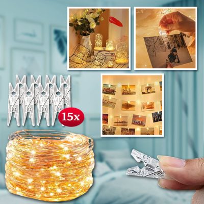 Catena di luci con clip per appendere quadri (3 m) | PHOTOGLO